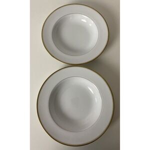 Narumi Japan Bone China White Gold Rimmed 2 Soup Bowls